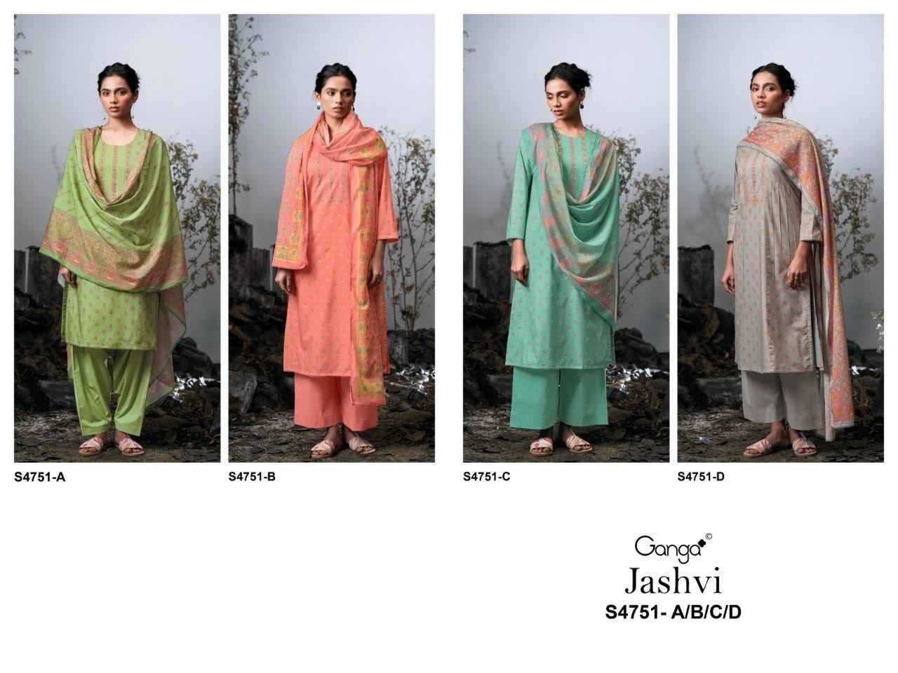 JASHVI 4751 Series By Ganga Fashion Beautiful Festive Suits Stylish Colorful Fancy Casual Wear & Ethnic Wear PREMIUM COTTON Dresses At Wholesale Price